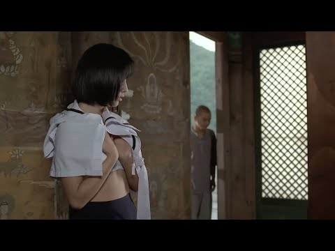 韩国大尺度伦理电影，妹子正在换衣服，和尚走了进来，然后……两人就去了小树林！